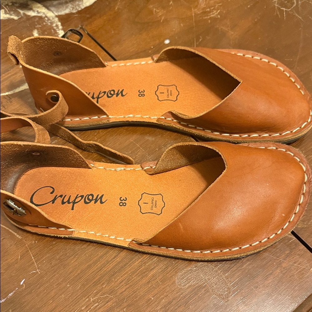 Crupon Handmade Barefoot Women's Italian Leather Tan Sandals
